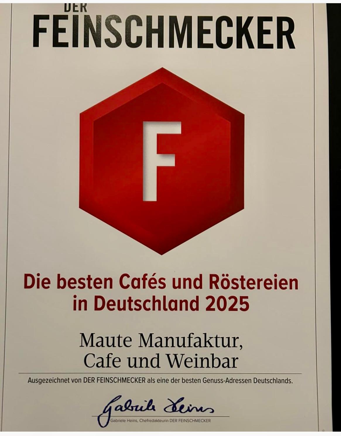 Auszeichnung von Der Feinschmecker 2025